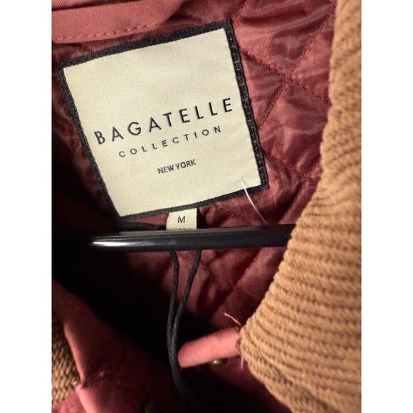 Bagatelle Collection French Terry Womens M Quilted Snap Jacket Burgundy NWT - Picture 3 of 5